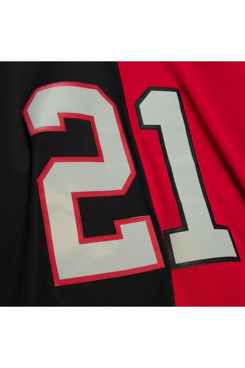 Men's Mitchell & Ness Deion Sanders Black/Red Atlanta Falcons Big & Tall Split Legacy Retired Player Replica Jersey, Alternate, color, Black