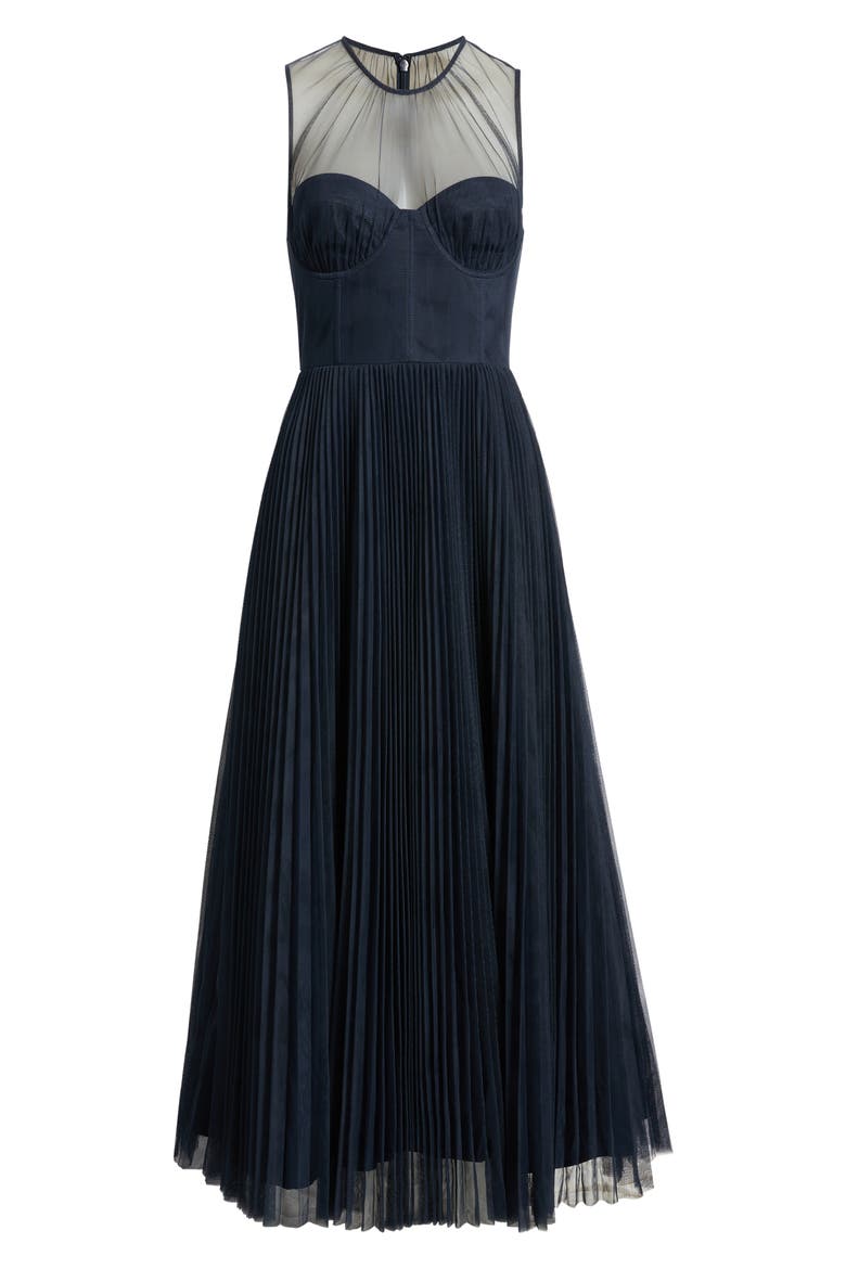 Donya Pleated Gown, Main, color, NAVY
