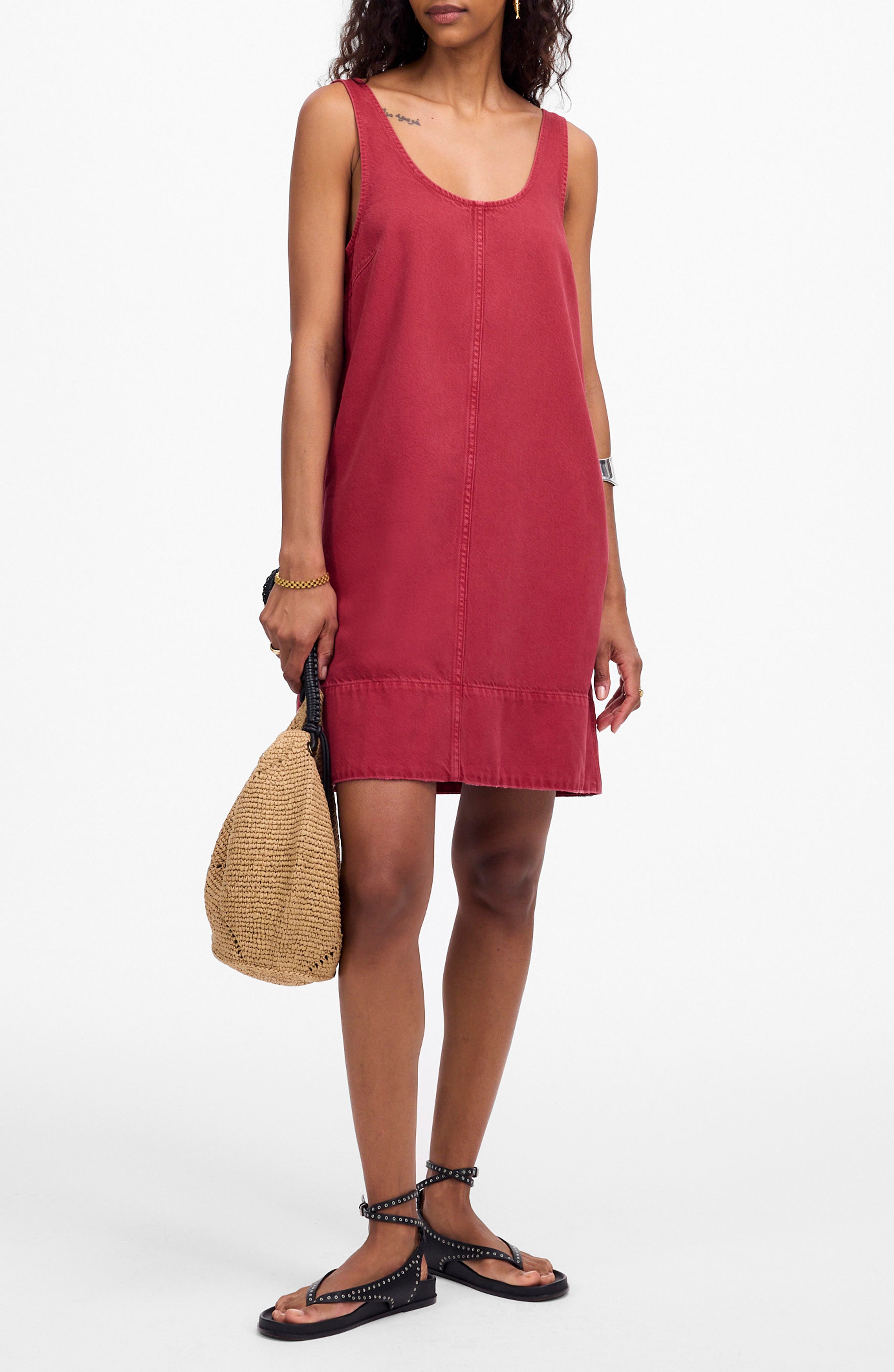 Madewell Garment-Dyed Denim Scoopneck Minidress