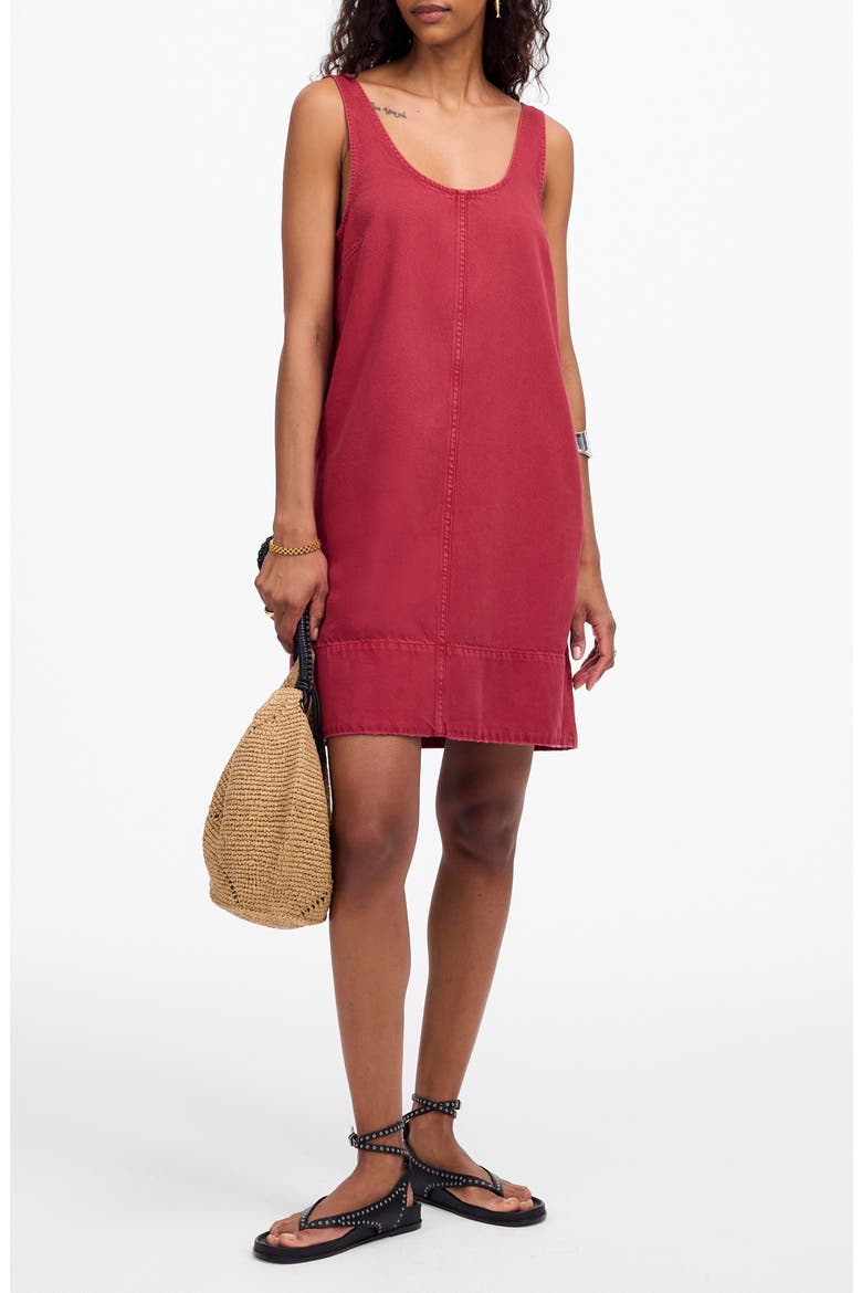 Garment-Dyed Denim Scoopneck Minidress, Main, color, DARK ROSETTE