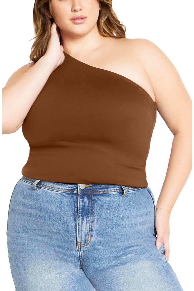 Swept Away One-Shoulder Top, Main, color, COCOA