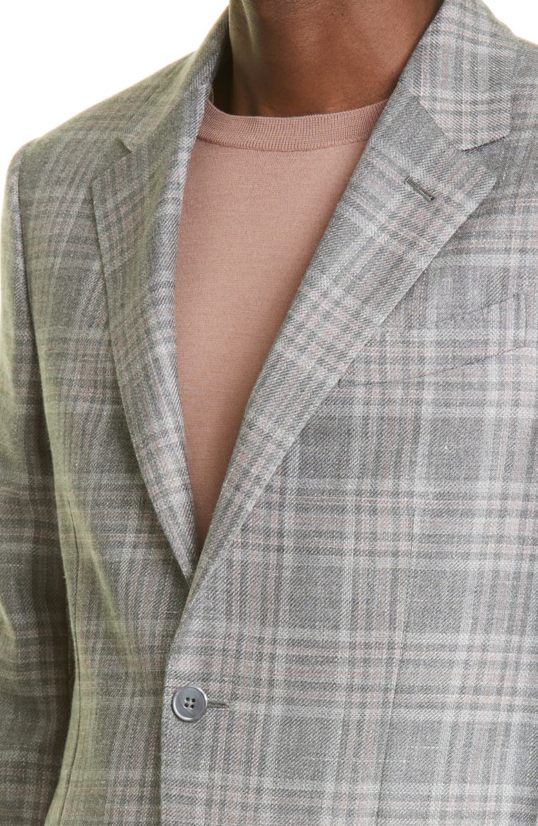 ZEGNA Prince of Wales Easy Fit Cashmere, Silk & Hemp Blazer, Alternate, color, 