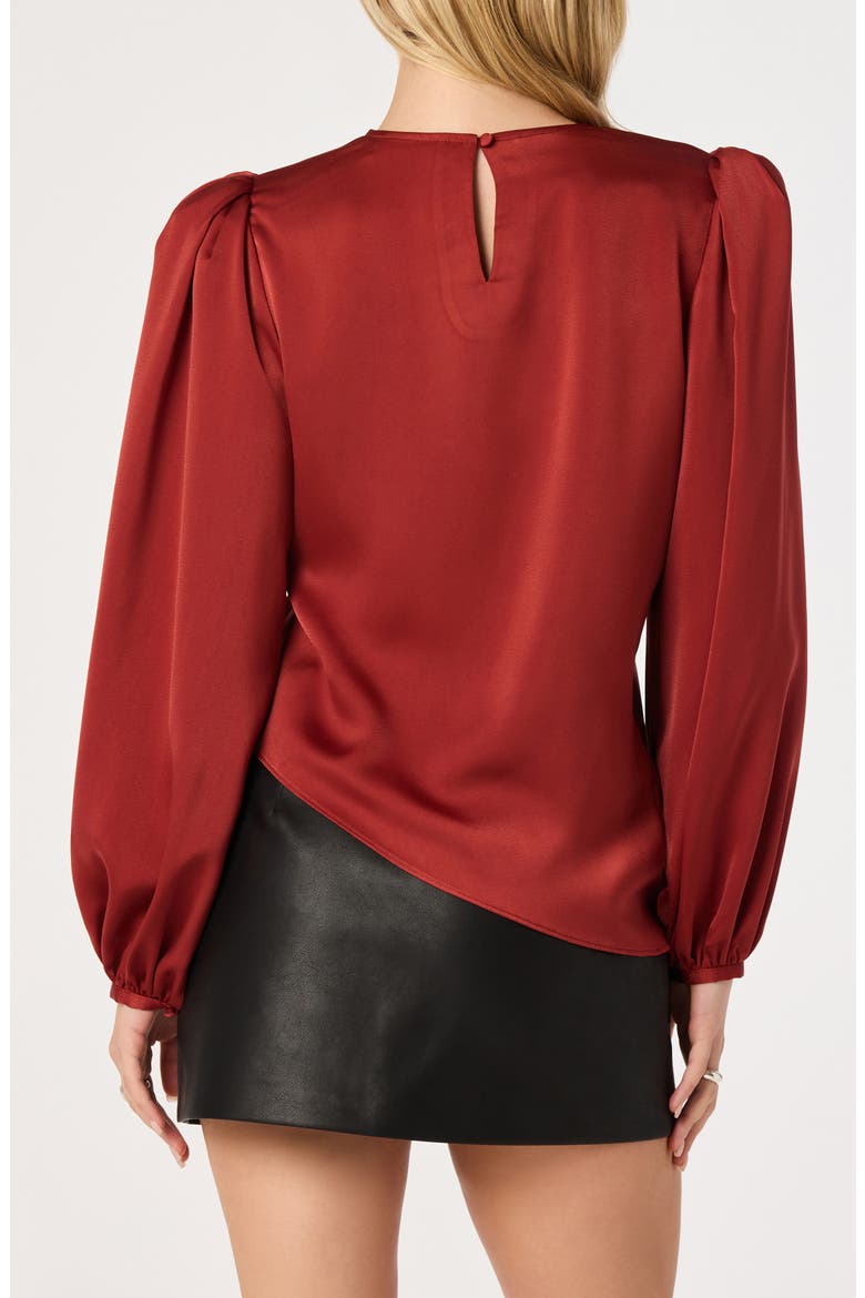 Beatrice Satin Drape Top, Alternate, color, SCARLET