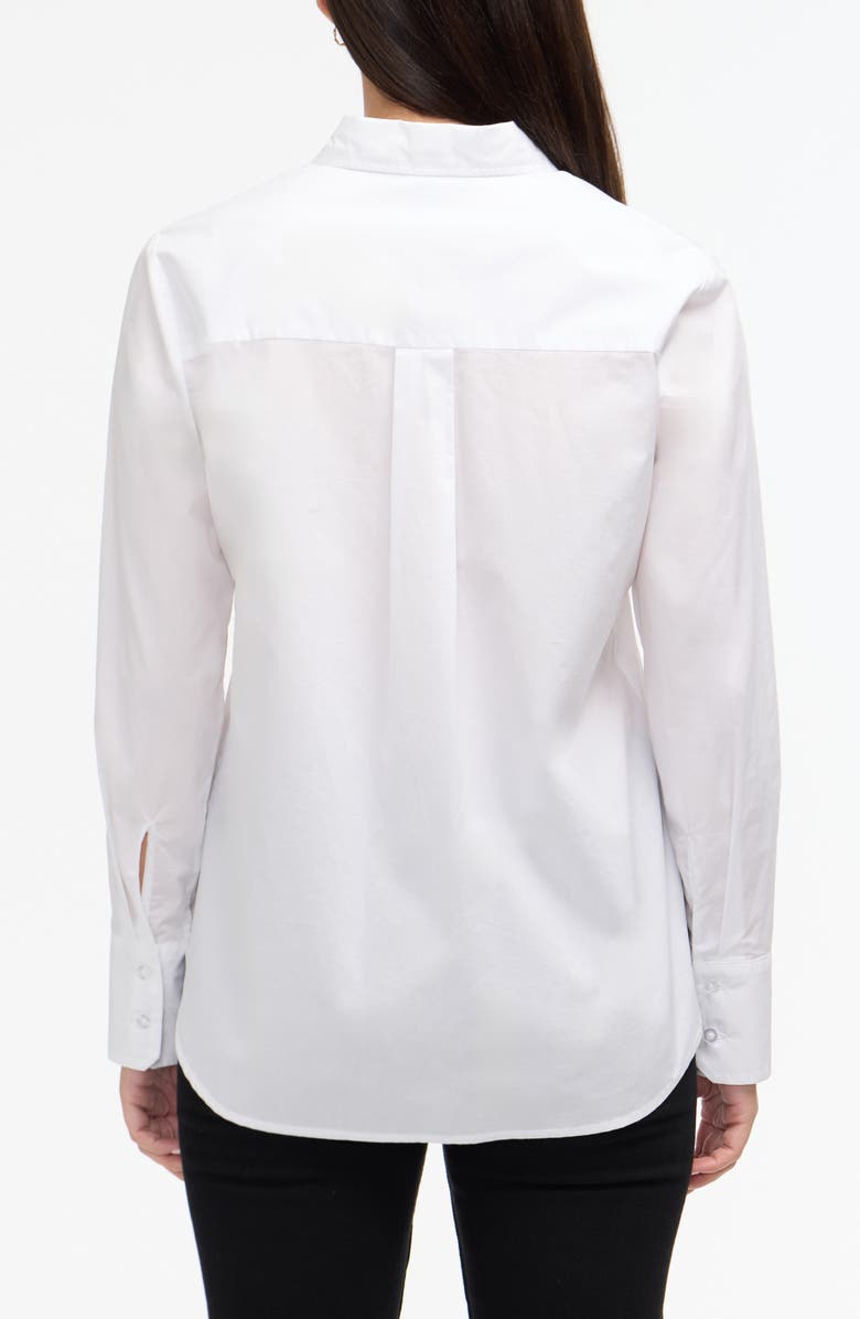 Ellen Tracy Embroidered Flower Poplin Button-Up Shirt, Alternate, color, 