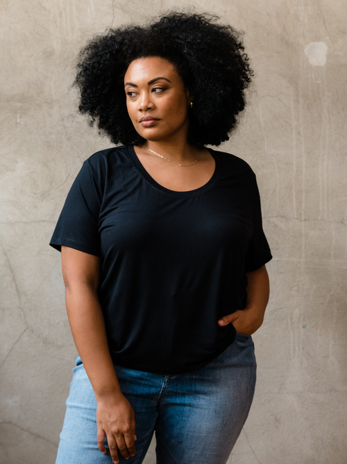 Able Mae Drapey Tee In Black