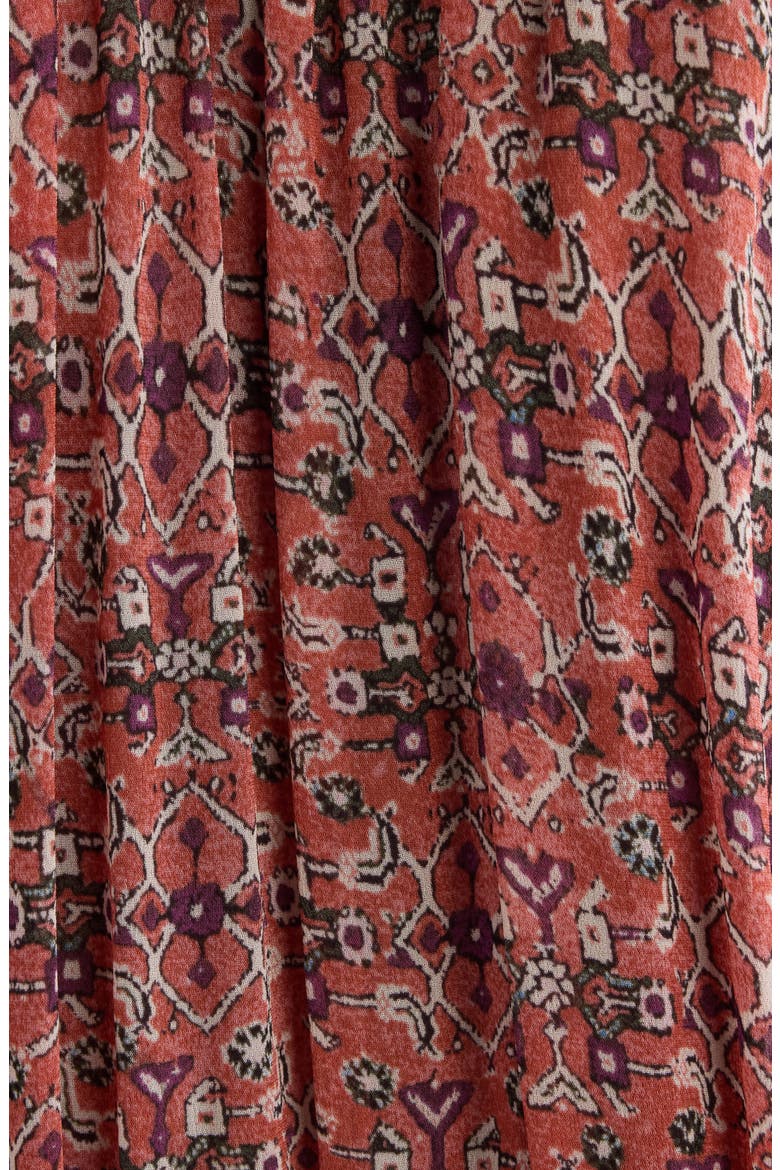 Bess Print Long Sleeve Georgette Minidress, Alternate, color, RUST