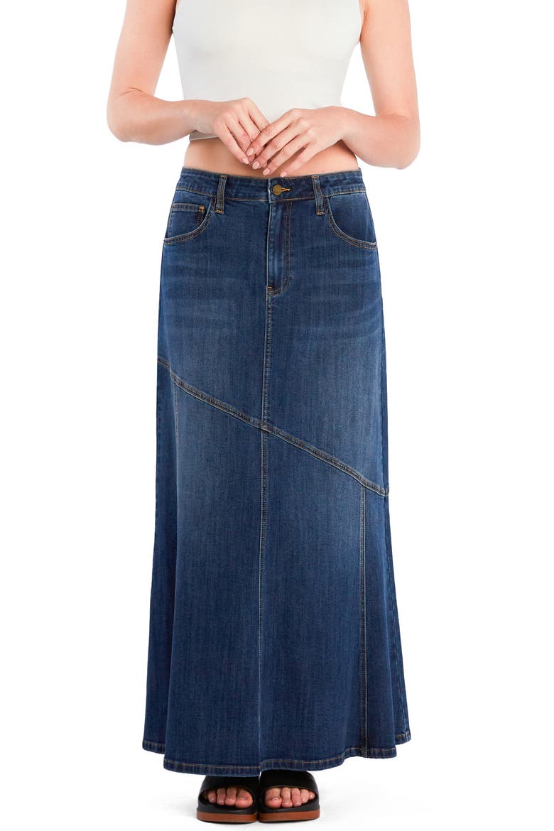 Seamed Denim Maxi Skirt, Alternate, color, VINTAGE BLUE