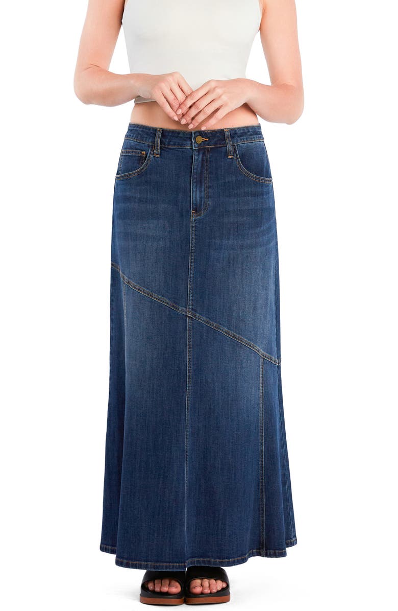 Wash Lab Denim Seamed Denim Maxi Skirt, Alternate, color, Vintage Blue