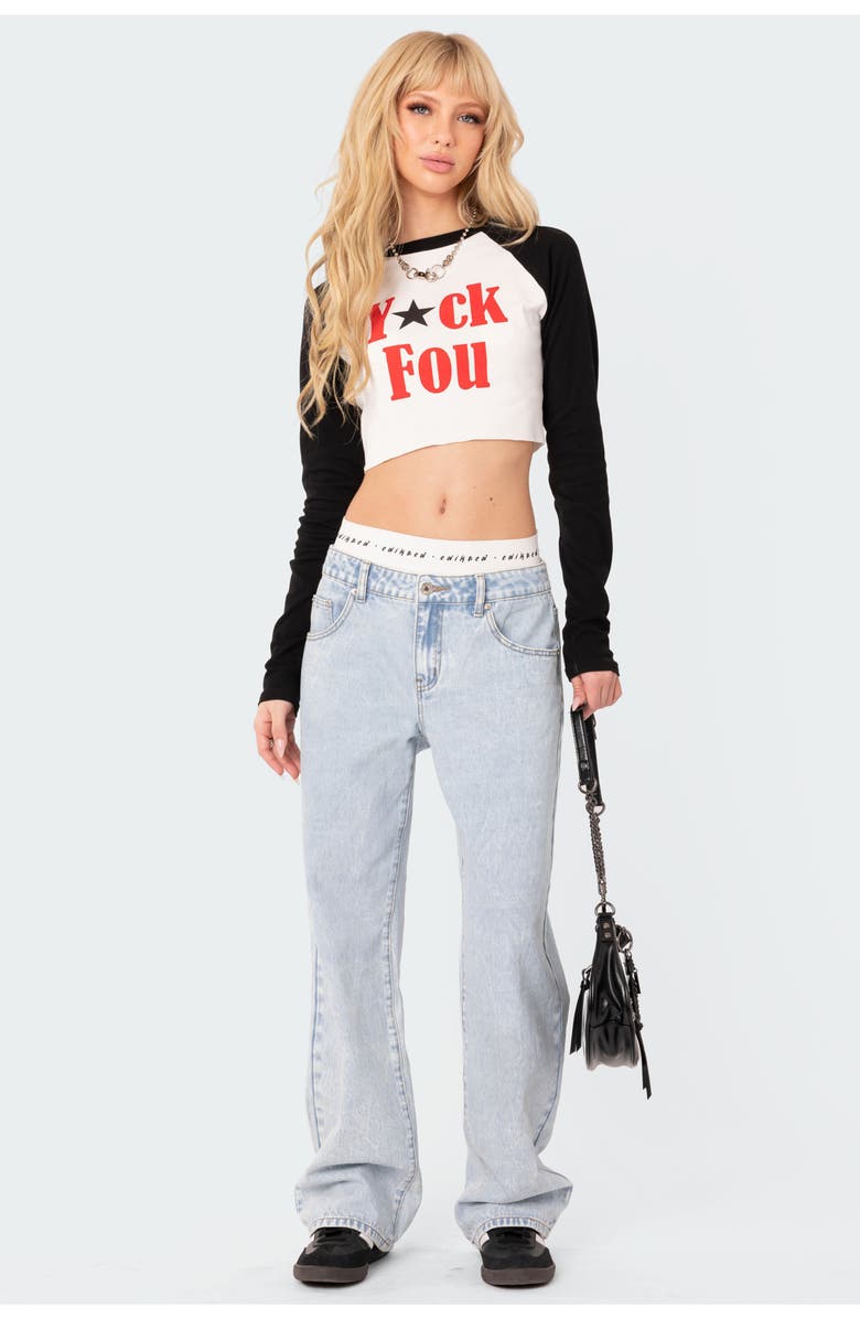 EDIKTED Straight Leg Nonstretch Jeans with Logo Briefs, Alternate, color, 