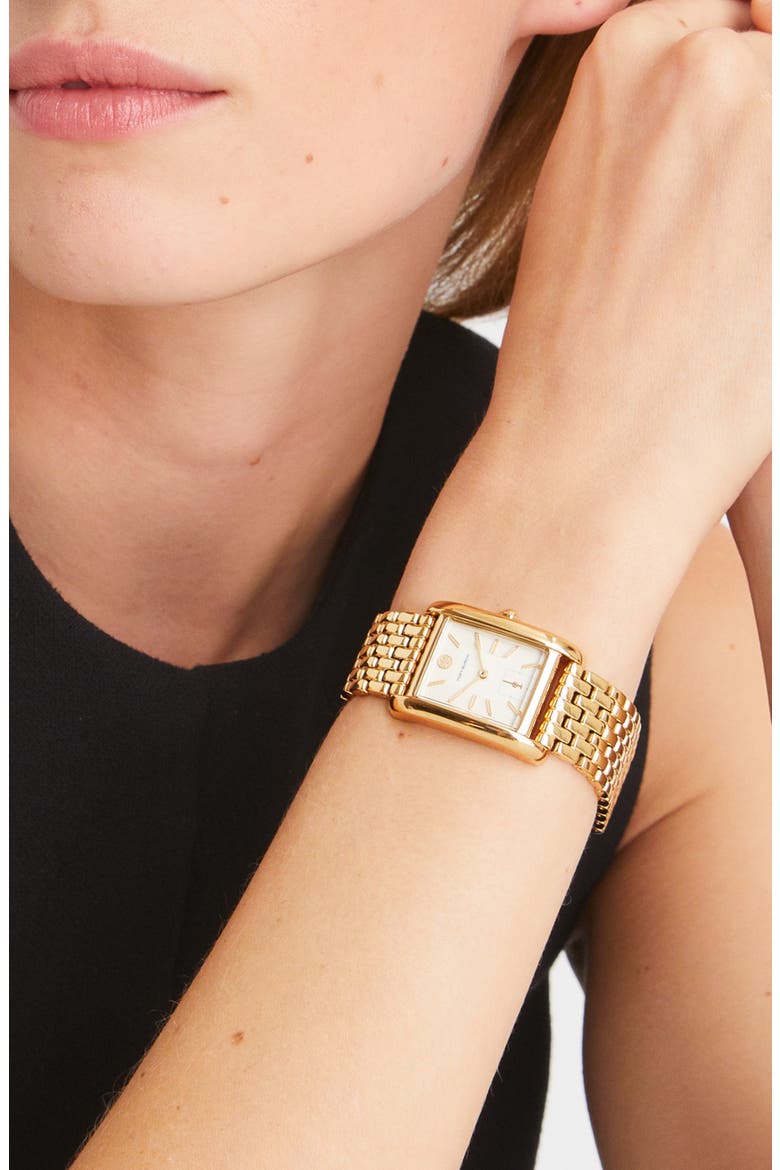 Eleanor Stainless Steel Bracelet Watch, 25mm x 34mm, Alternate, color, GOLD