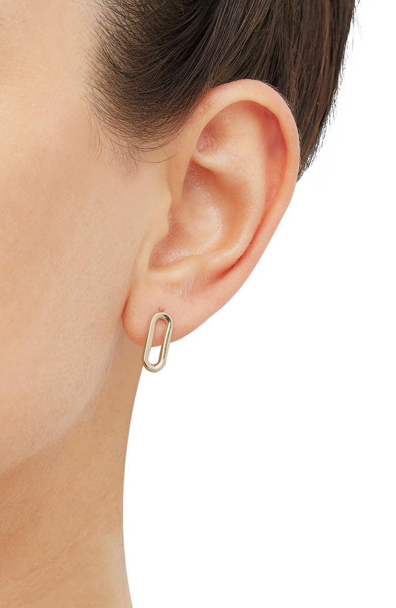 Frankie & Zoe Small Paper Clip Stud Earrings, Alternate, color, Yellow Gold