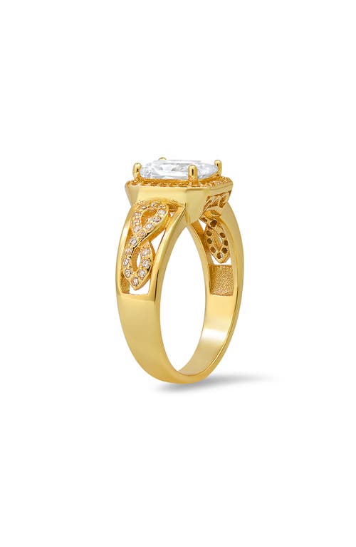 Queen Jewels Sterling Silver Radiant Cut Cubic Zirconia Halo Ring In Gold