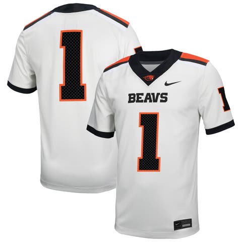Men's Nike #1 White Oregon State Beavers Road Replica Football Jersey