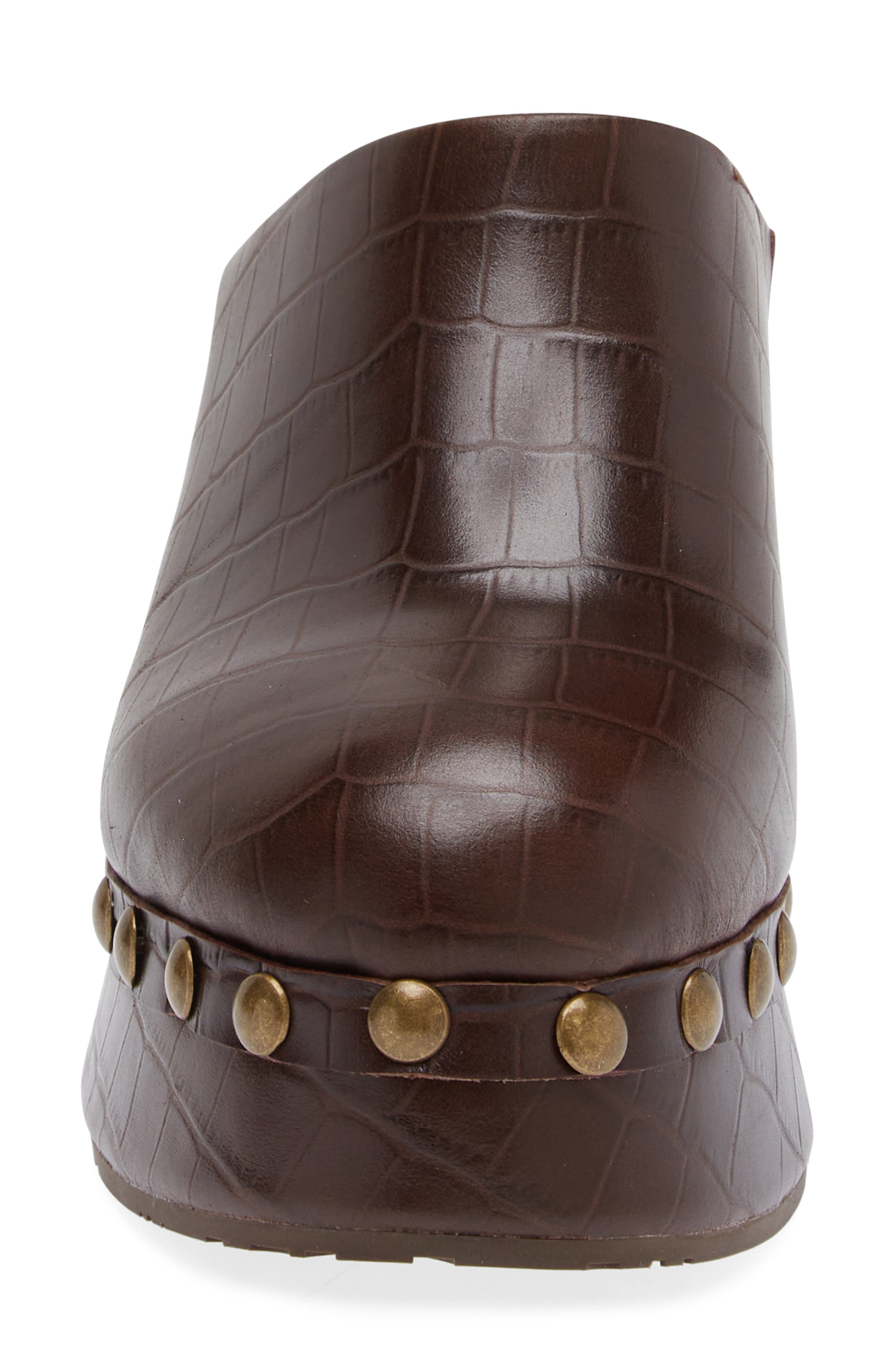 Hester Platform Clog, Alternate, color, BROWN EMBOSSED CROCODILE