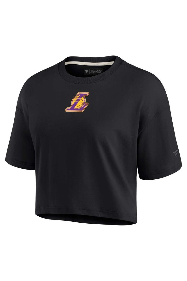 Women's Fanatics Signature Black Los Angeles Lakers Super Soft Boxy Cropped T-Shirt, Alternate, color, Black