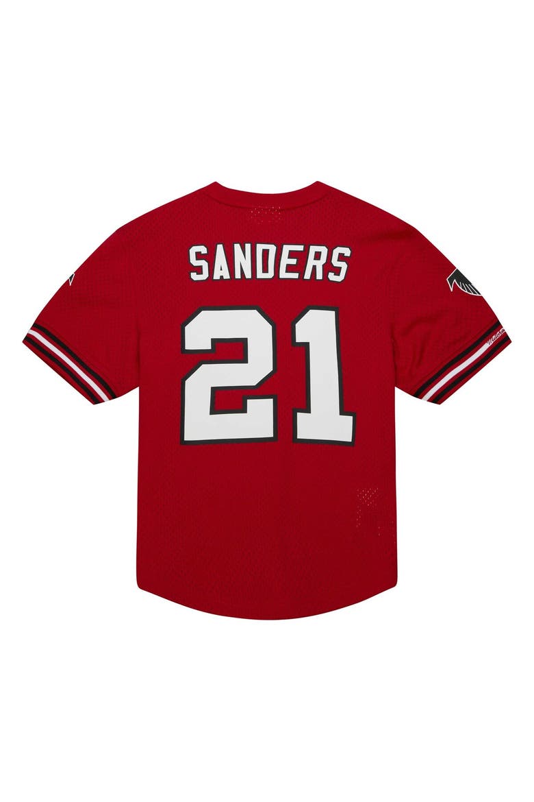 Men's Mitchell & Ness Deion Sanders Red Atlanta Falcons Retired Player Name & Number Mesh Top, Alternate, color, Red