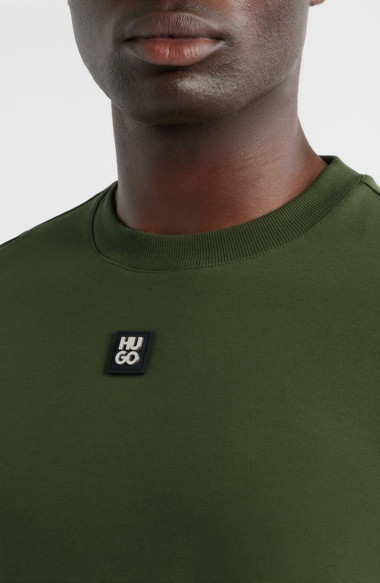 HUGO Dalile Logo Badge Cotton T-Shirt, Alternate, color, Dark Green