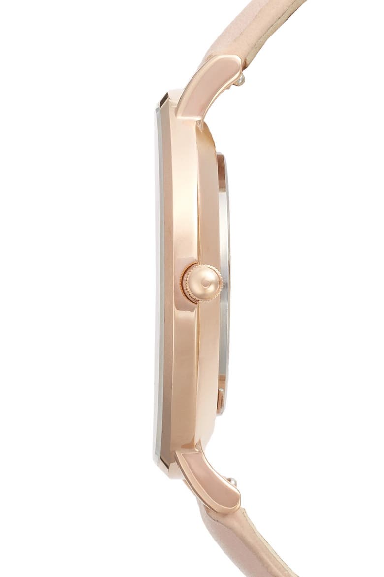 La Bohème Leather Strap Watch, 38mm, Alternate, color, PINK/ WHITE/ ROSE GOLD