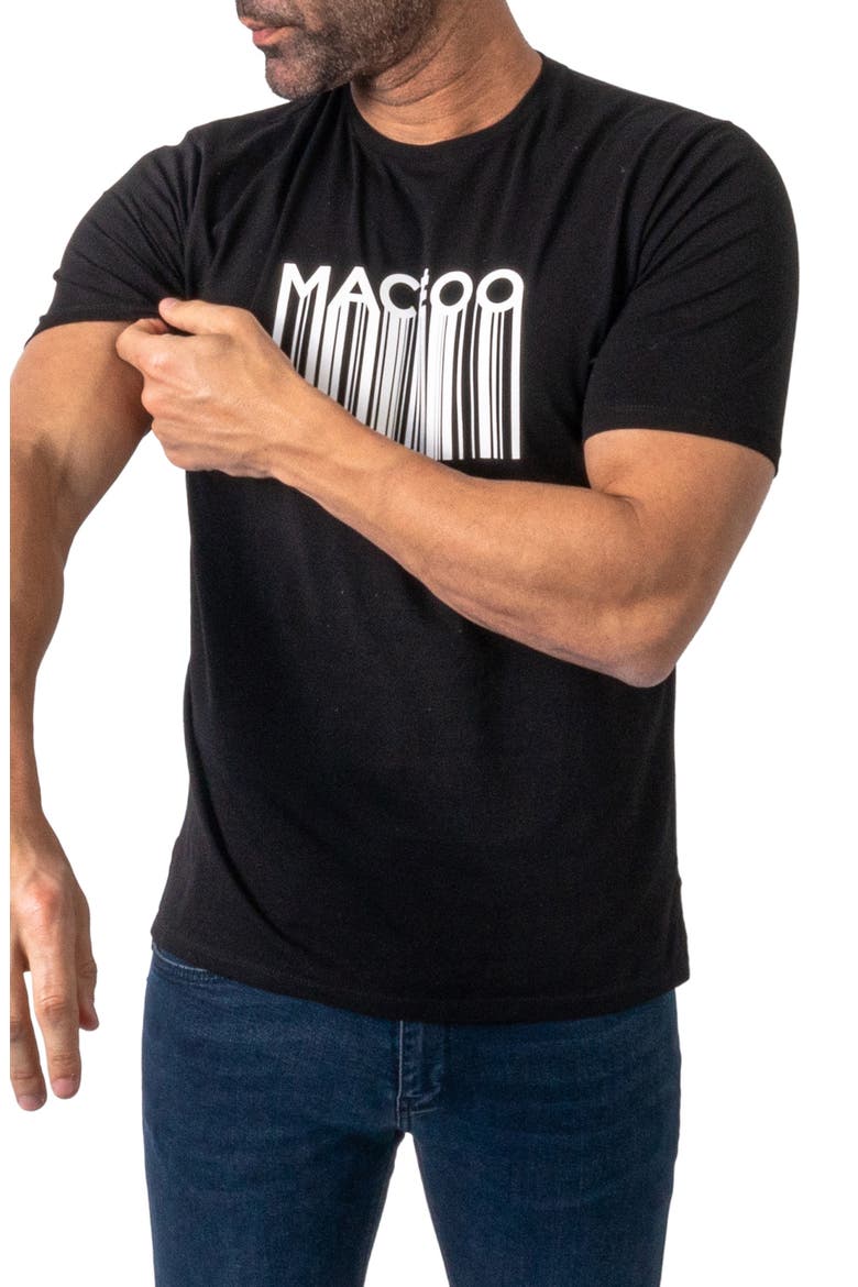 Barcode Stretch Cotton Graphic Tee, Alternate, color, BLACK