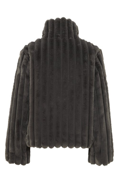 Ichi Rib Faux Fur Jacket In Green