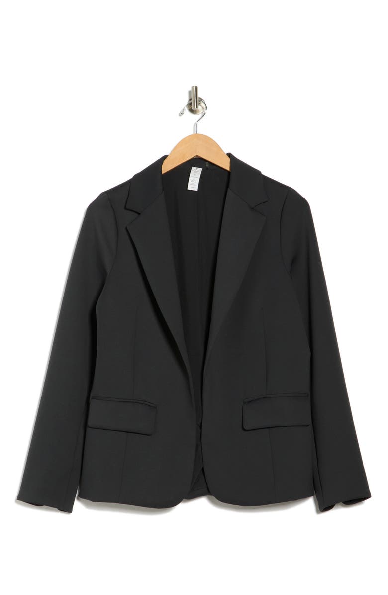 YOGALICIOUS Powermove Notch Lapel Scuba Knit Blazer, Alternate, color, Black