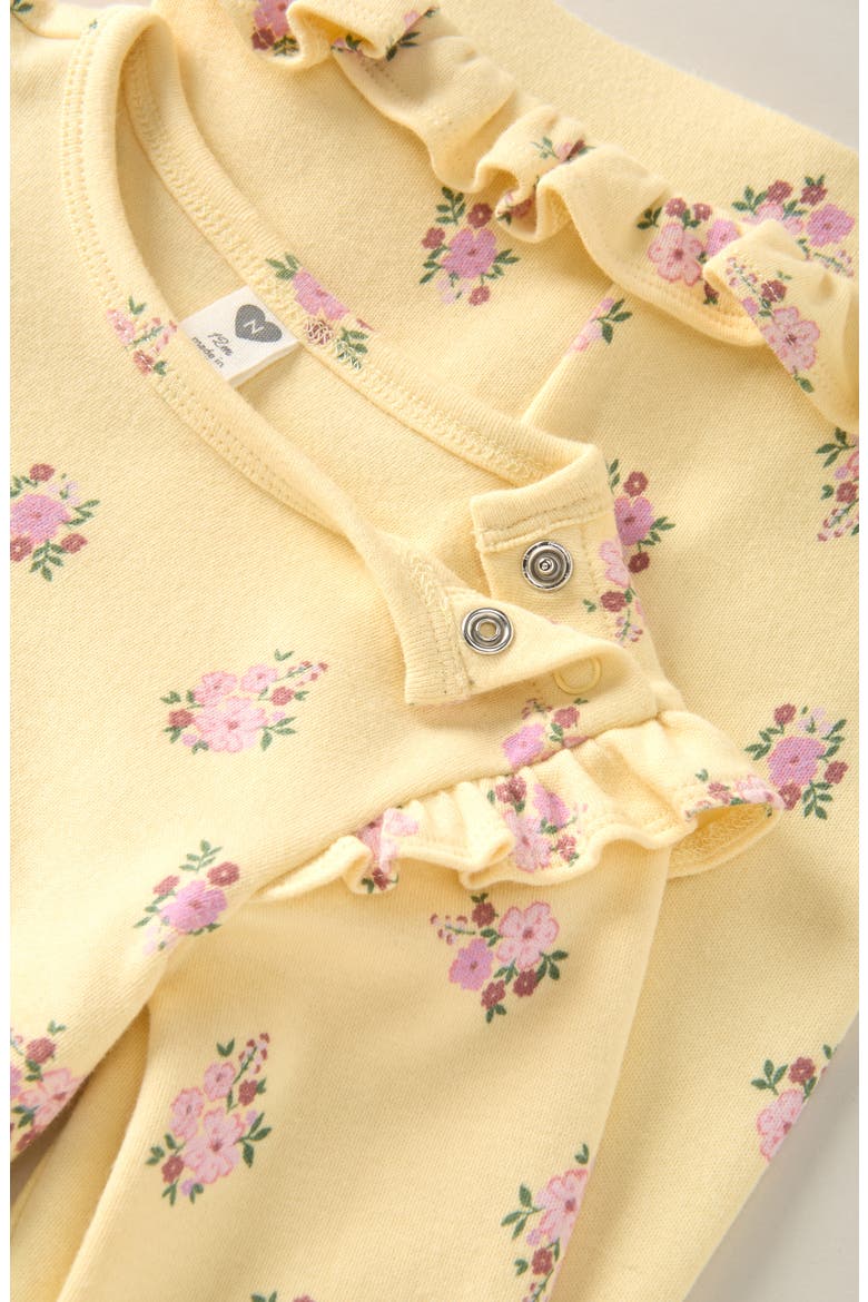 Floral Print Cotton Bodysuit & Leggings Set, Alternate, color, YELLOW CLOVER CLUSTERED DITSY