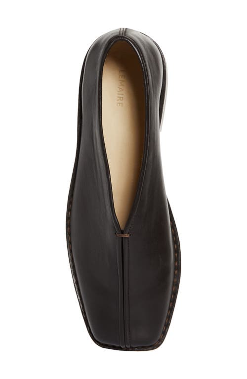 Lemaire Piped Leather Loafer In Dark Chocolate Br490