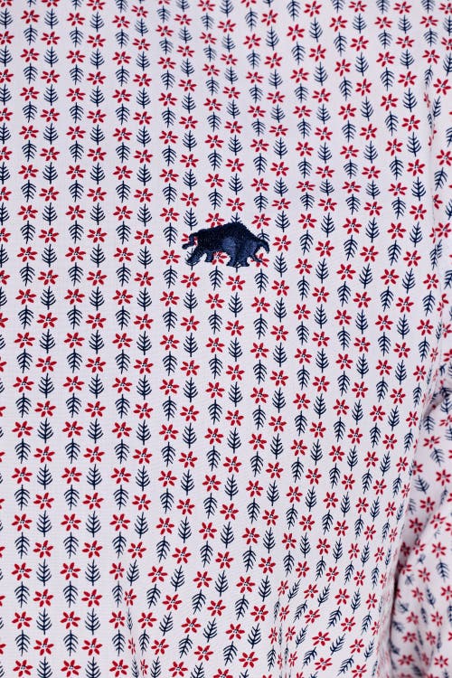 Raging Bull Short Sleeve Flower Cotton Poplin Shirt In Multi