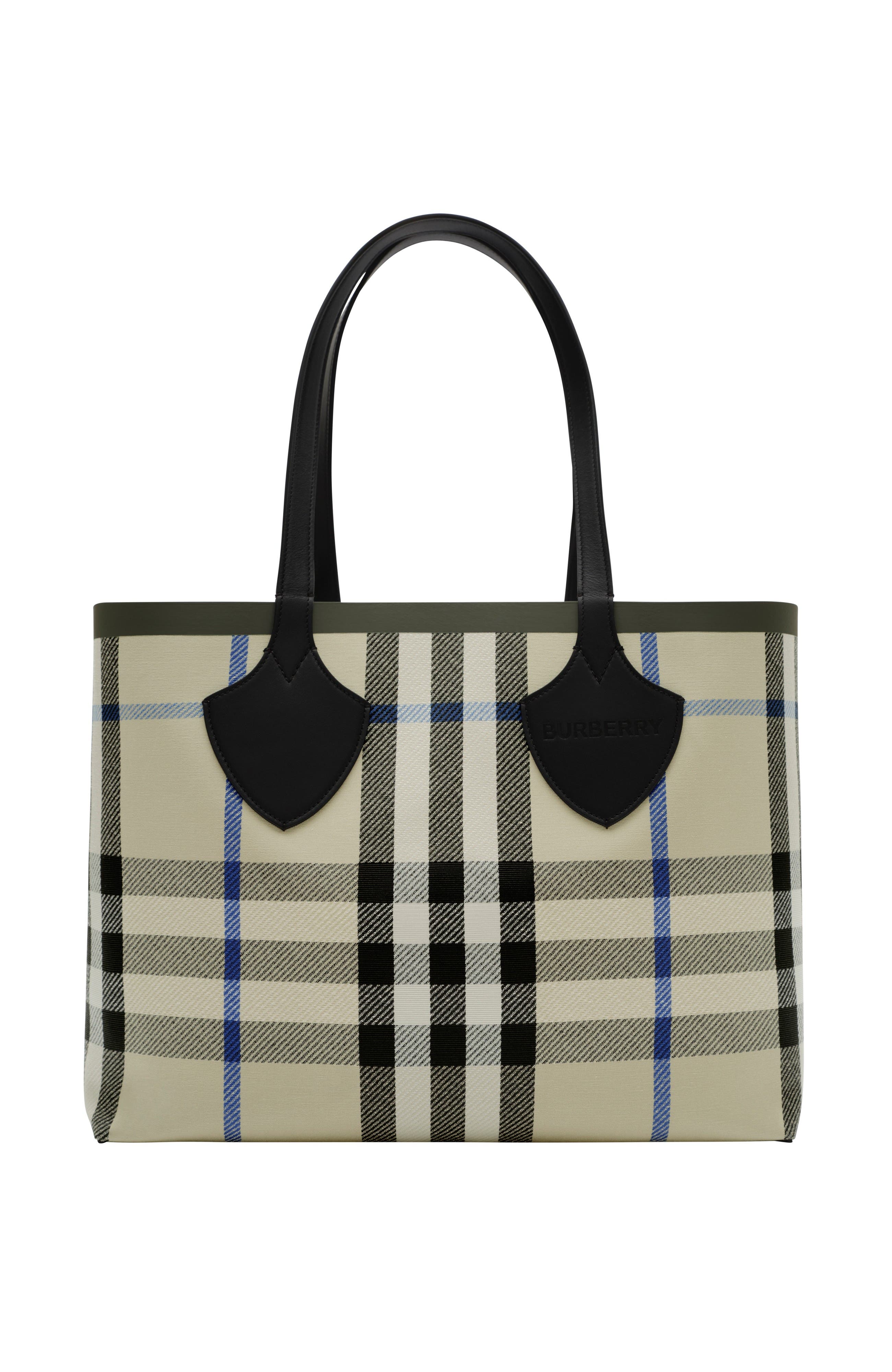 Burberry Medium Check Tote, Main, color, Lichen Beige