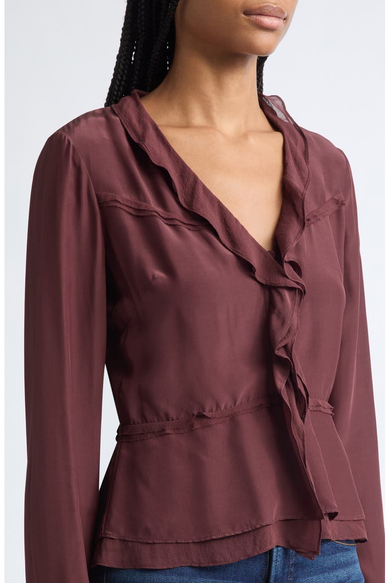Loralynn Ruffle Blouse, Alternate, color, BURGUNDY