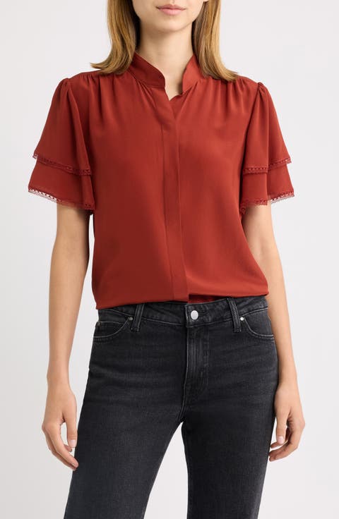 Arcadia Layered Ruffle Silk Top
