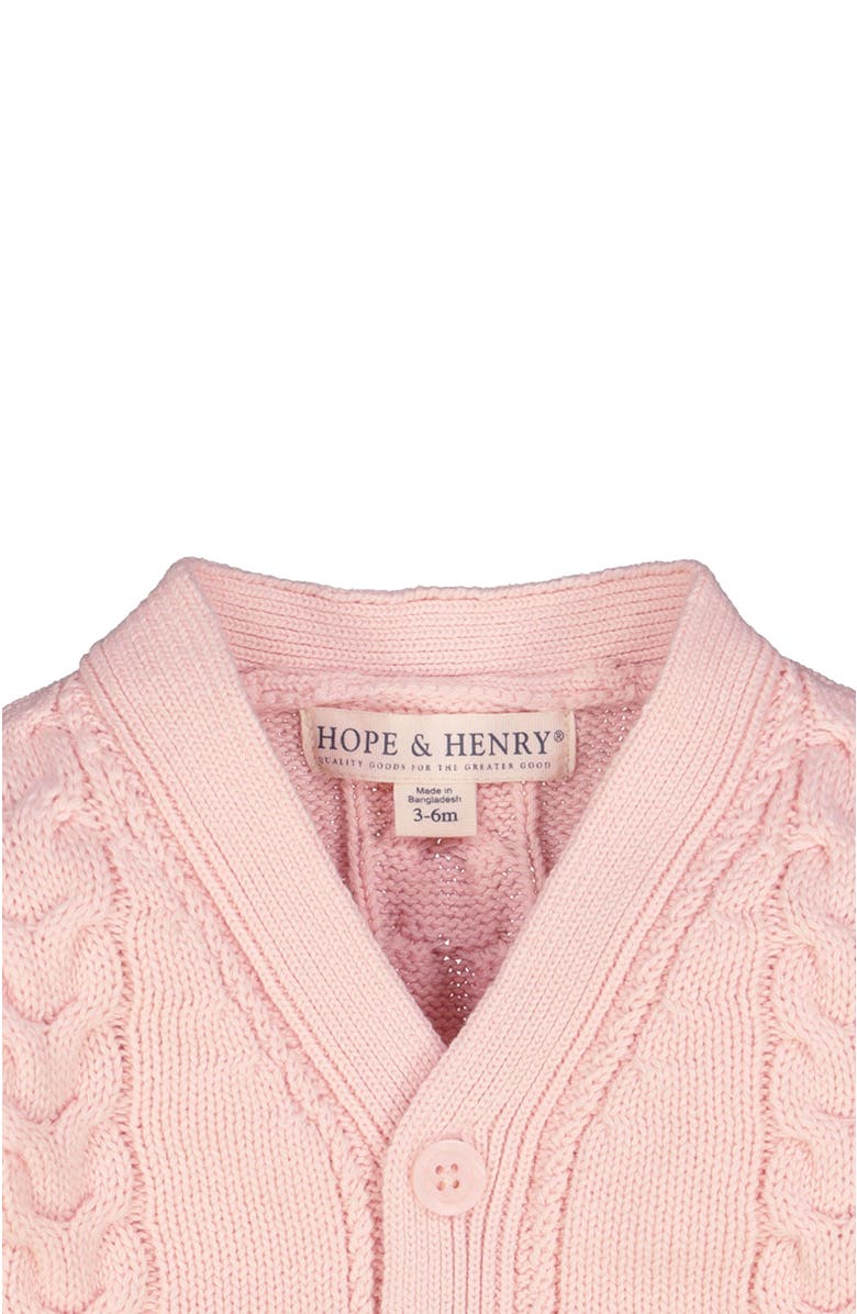 Hope & Henry Baby Cable Knit Cardigan Sweater, Infant, Alternate, color, Light Pink