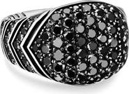 David Yurman Chevron Signet Ring in Sterling Silver with Black Diamonds
