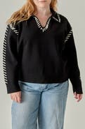 English Factory Blanket Stitch Detail Knit Top