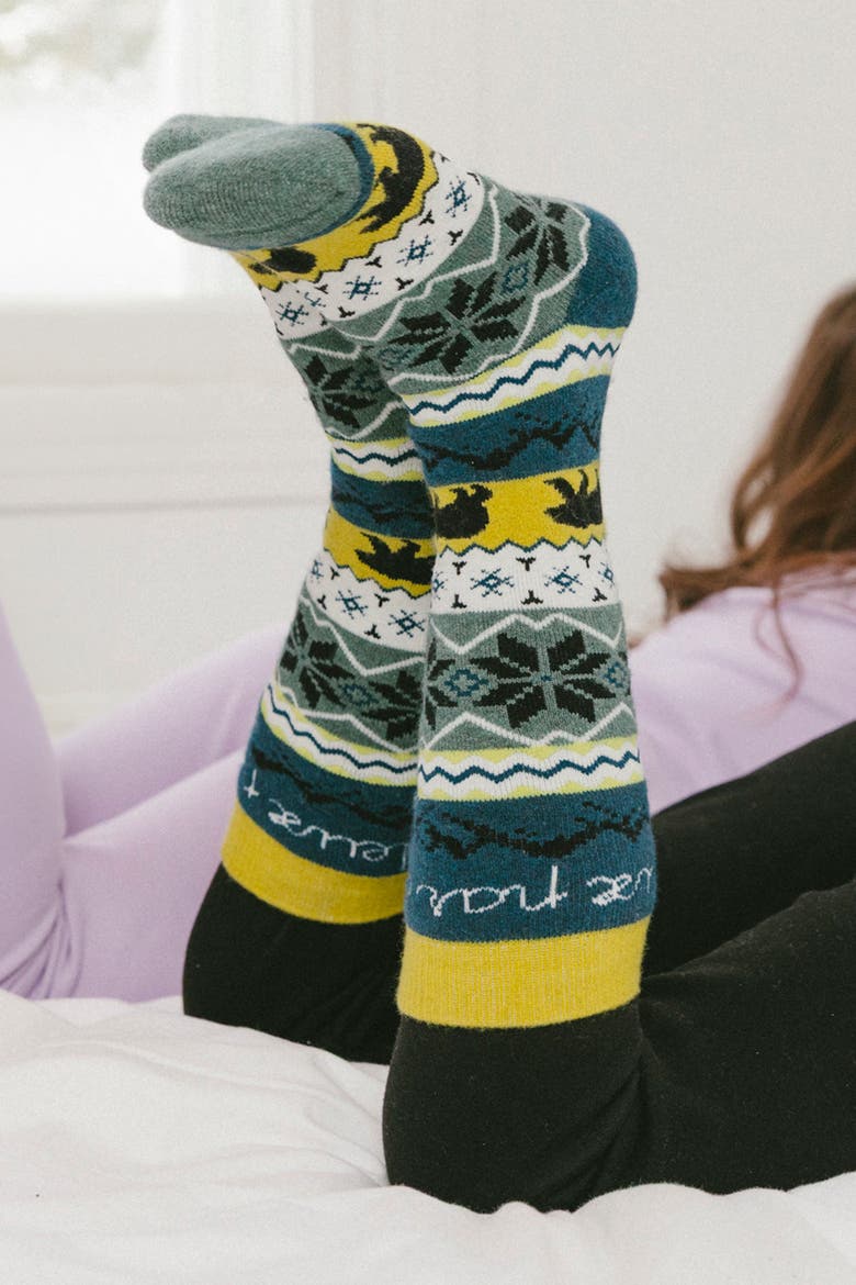 Merino Wool Padded Ski Socks, Alternate, color, Navy Blue