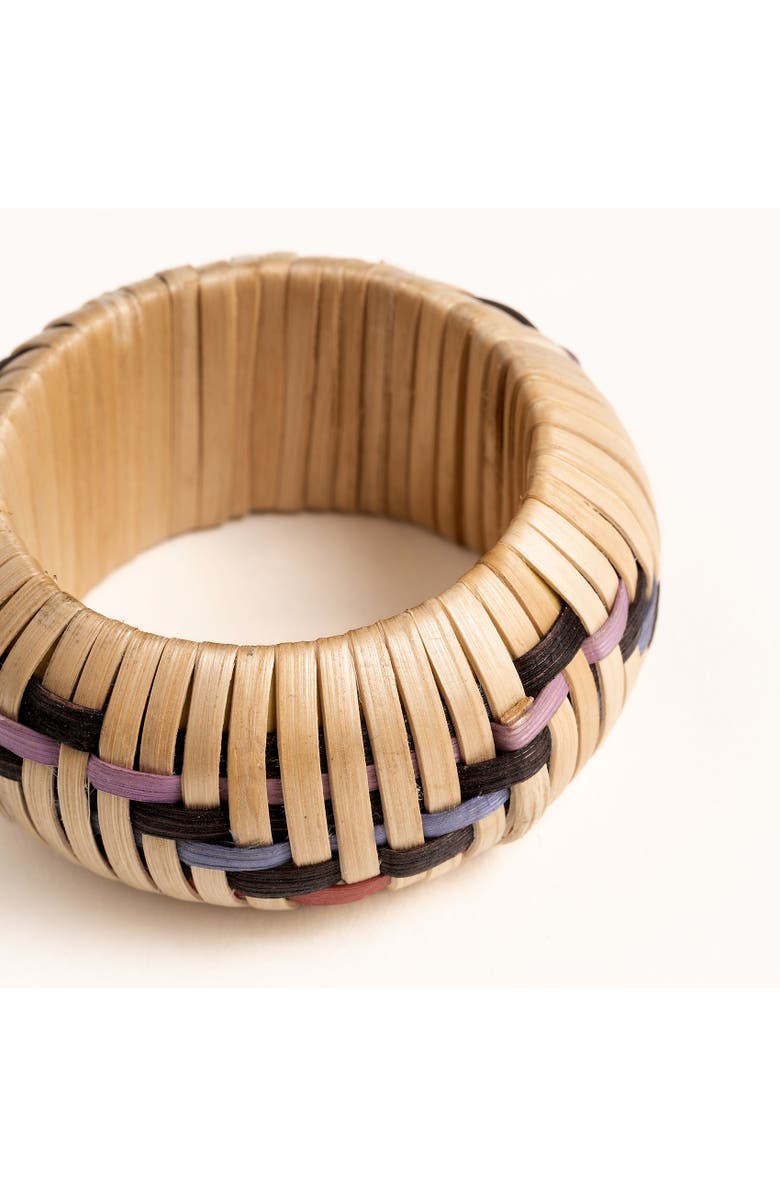 Zsa Zsa Zsu Lotus Wood Napkin Ring Set Of 6, Alternate, color, Red