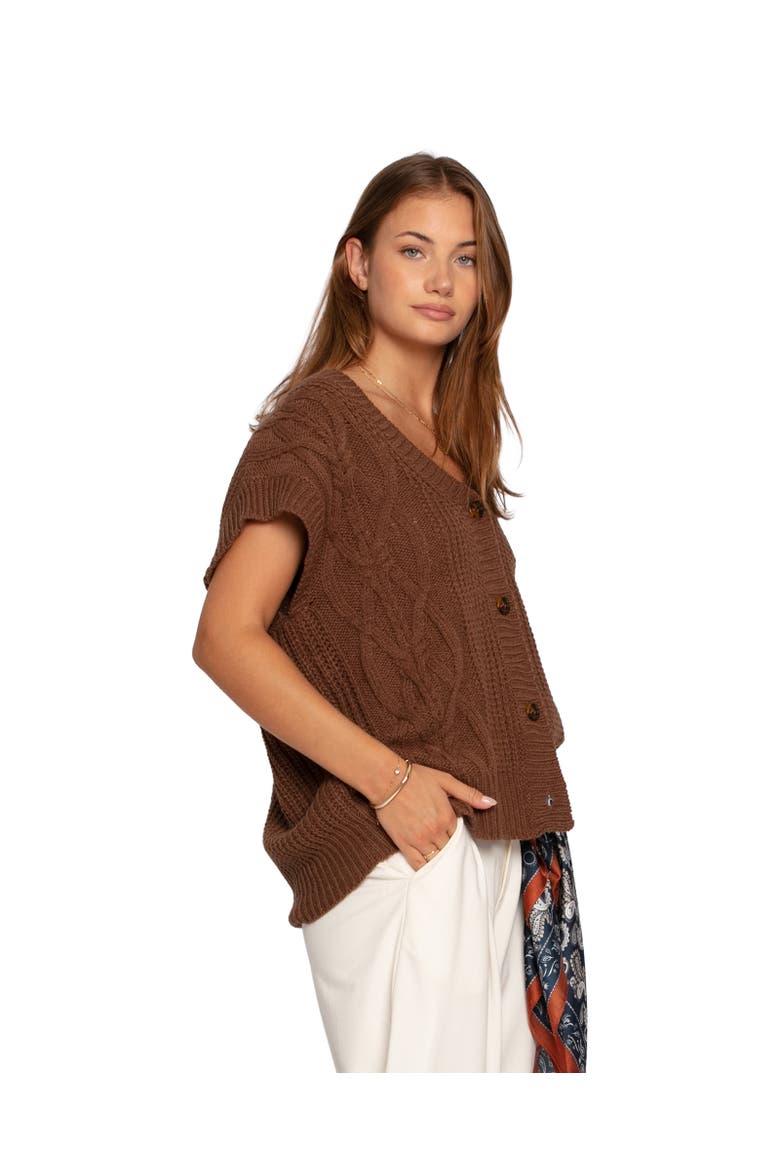Rosette Oversized Knitted Vest, Alternate, color, Dark Brown