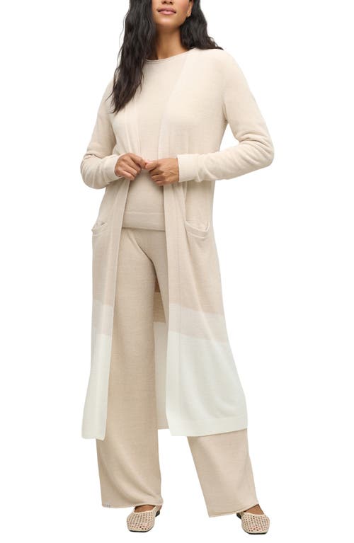 Barefoot Dreams Cozychic® Ultra Lite® Wavy Colorblock Long Cardigan In White