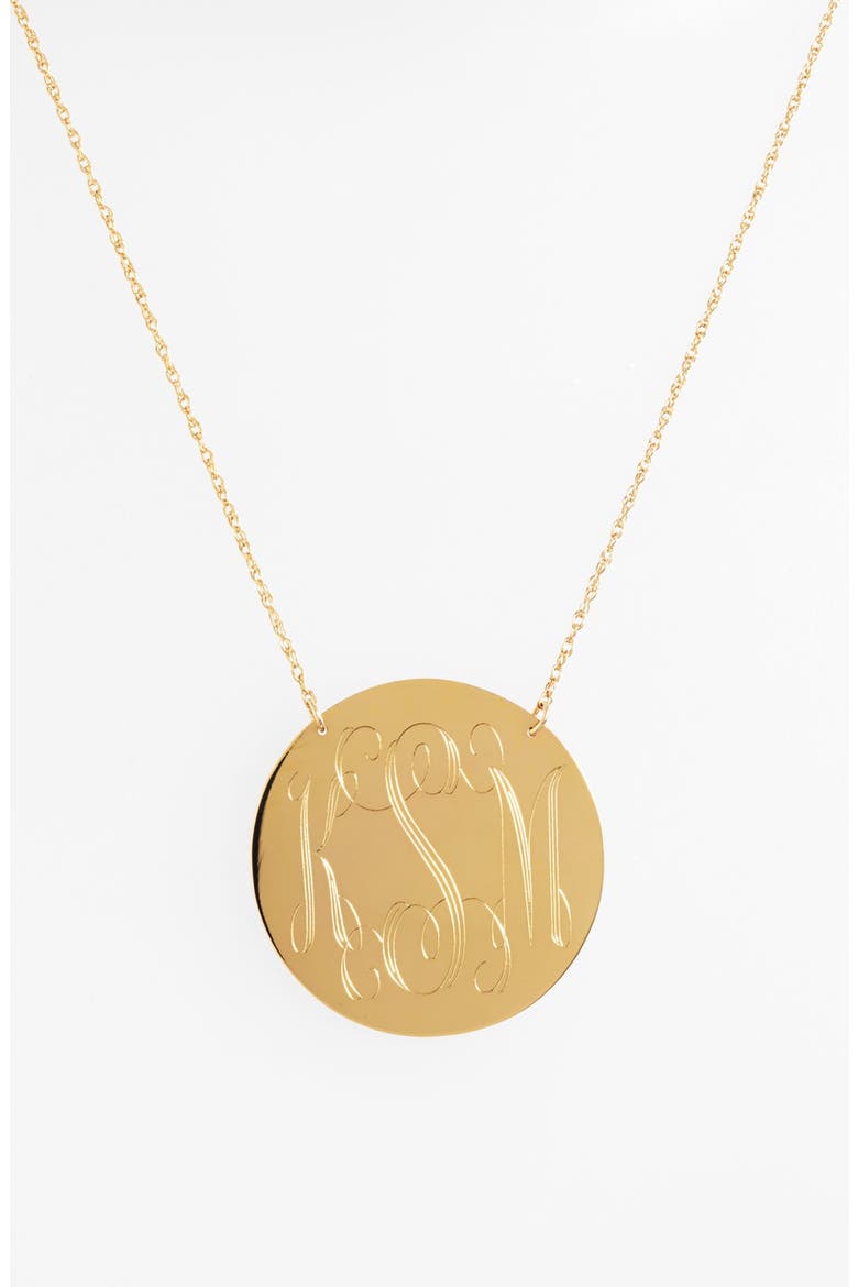 Personalized Script Monogram Pendant Necklace, Main, color, GOLD