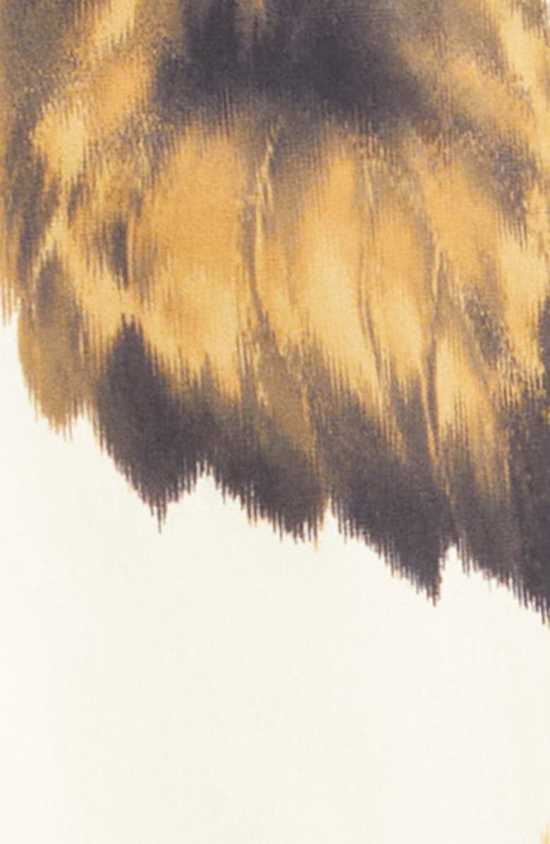 Oscar de la Renta Chiné Cyclamen Stretch Poplin Off the Shoulder Dress, Alternate, color, Brown/ Light Butter