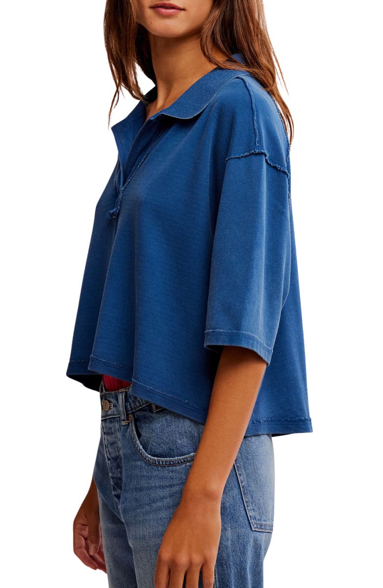 Free People Denmark Polo Top, Alternate, color, Bellweather Blue