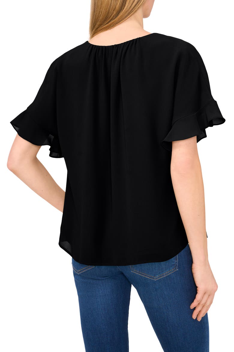 Flutter Sleeve Georgette Top, Alternate, color, RICH BLACK