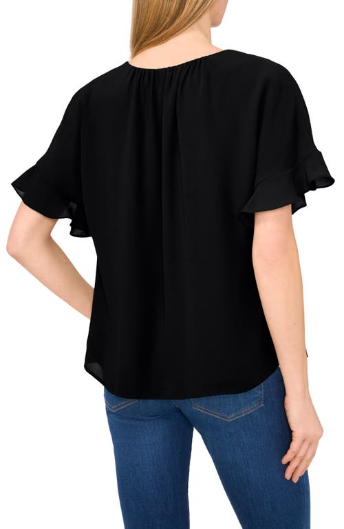 Cece Flutter Sleeve Georgette Top In Black