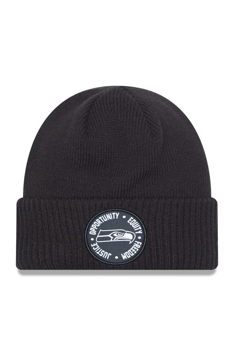 New Era Men's New Era Black Seattle Seahawks 2022 Inspire Change  Cuffed Knit Hat, Main, color, 