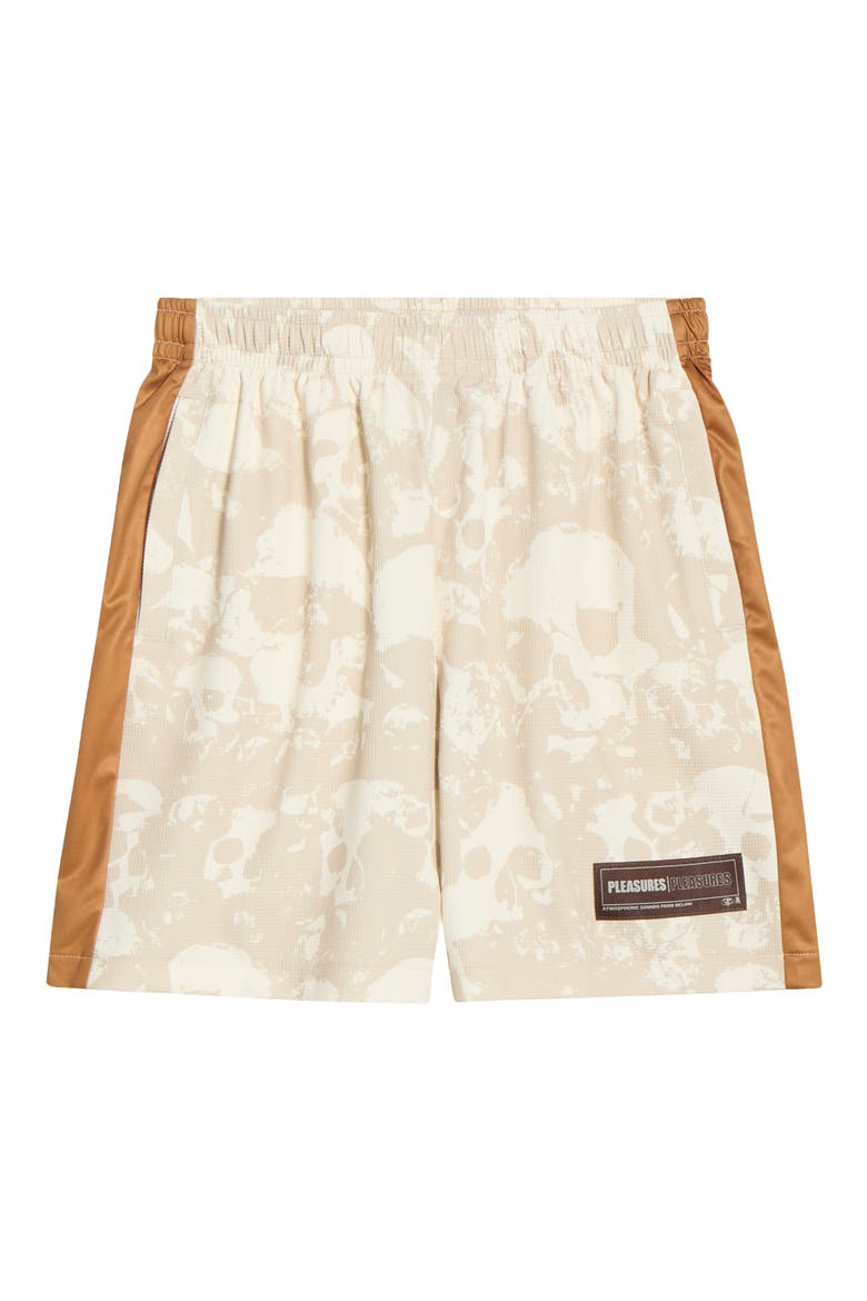 Despair Skull Print Active Shorts, Alternate, color, ECRU