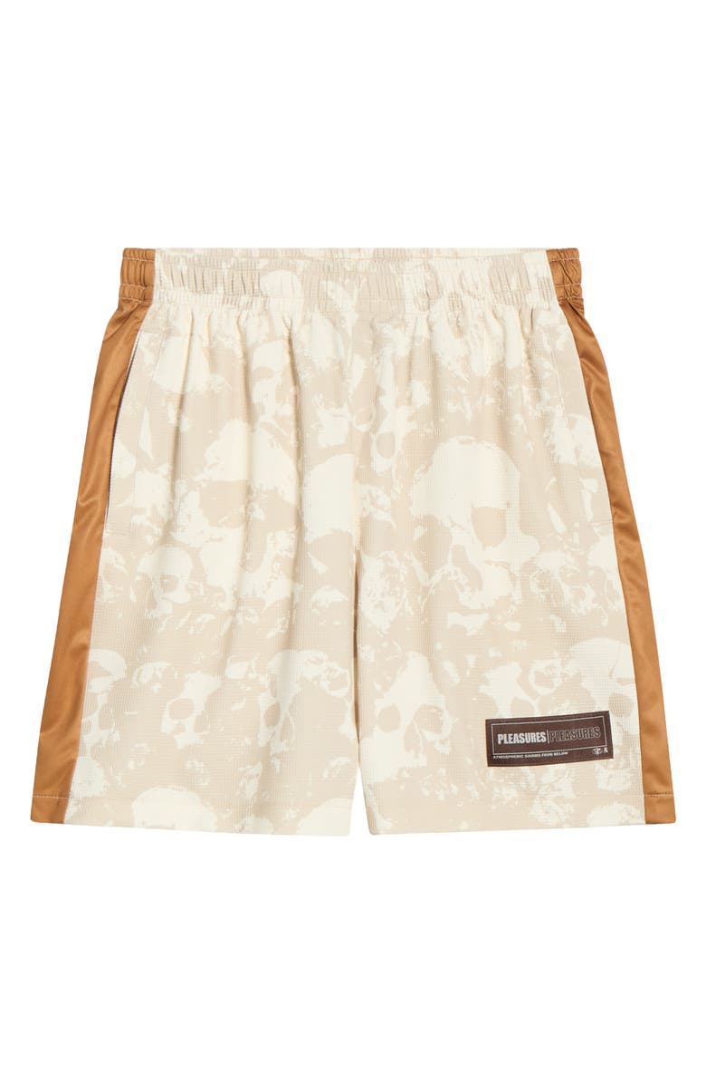 PLEASURES Despair Skull Print Active Shorts, Alternate, color, Ecru
