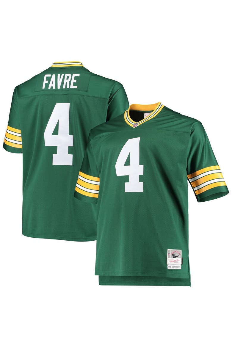 Men's Mitchell & Ness Brett Favre Green Green Bay Packers Big & Tall 1996 Retired Player Replica Jersey, Main, color, Green