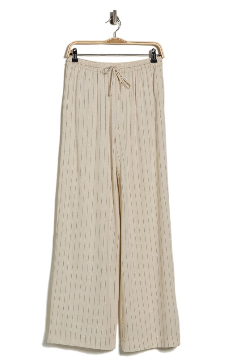 Stripe Drawstring Pants, Alternate, color, NATRUAL / BLACK STRIPE