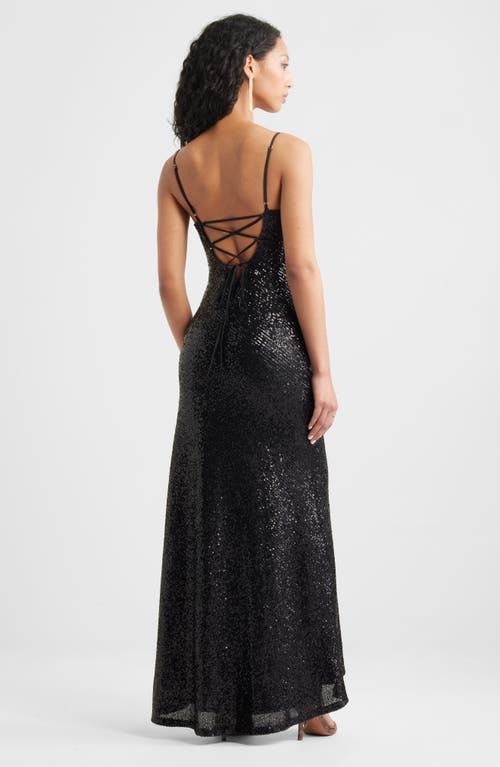 Bp. Tie Back Sequin Gown In Black