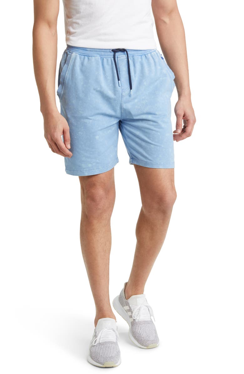 Stone Rose Acid Wash Fleece Shorts, Main, color, Light Blue